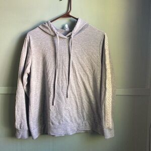 Gray Women's Hoodie with Lace Detail